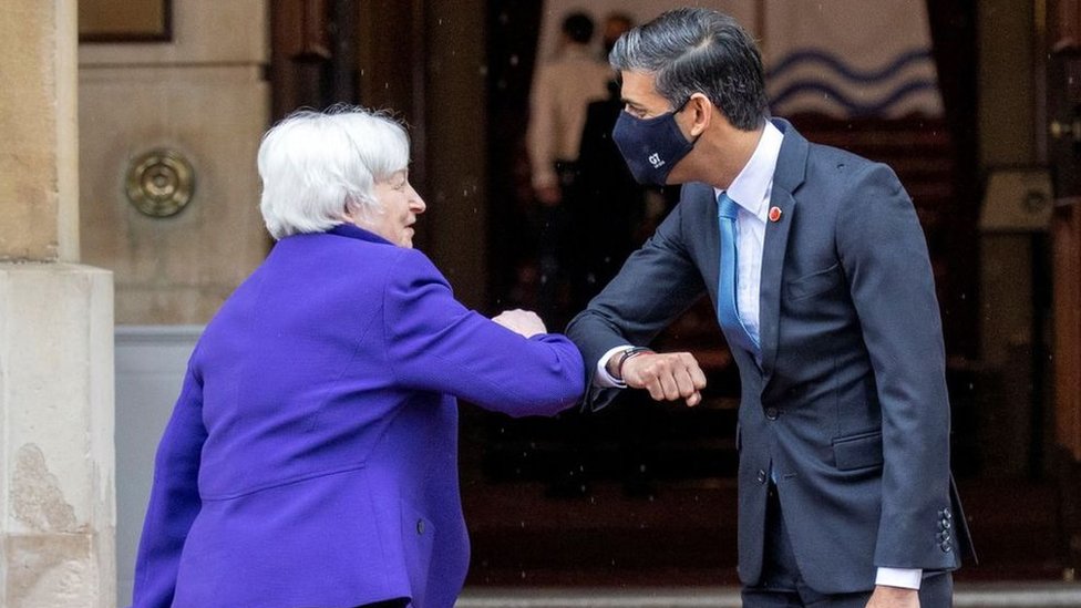 Treasury Secretary Janet Yellen and UK Chancellor of the Exchequer Rishi Sunak.