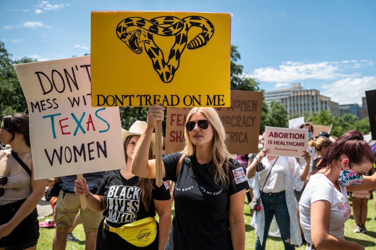 Protests against the Texas anti-abortion law, in Austin, on May 29, 2021.